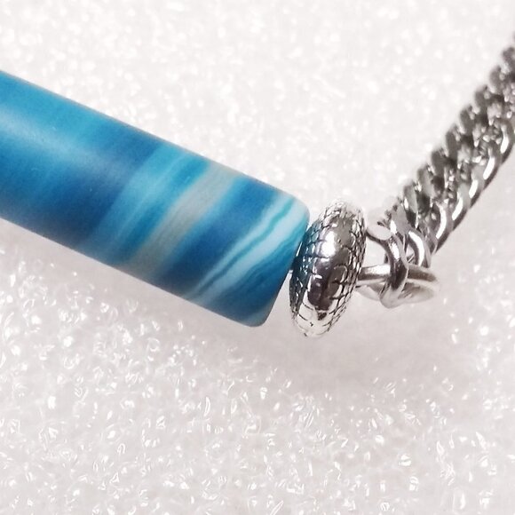 Surf & Ocean Blues: Minimalist Agate Chain Bracelet - Adjustable for 7-8" Wrists - Picture 7 of 9